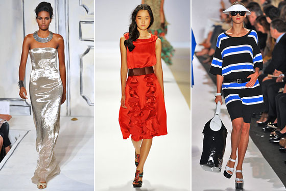From left, Arlenis Sosa at Oscar de la Renta, Hyoni Kang at Nanette Lepore, and Carmen Kass at Michael Kors.