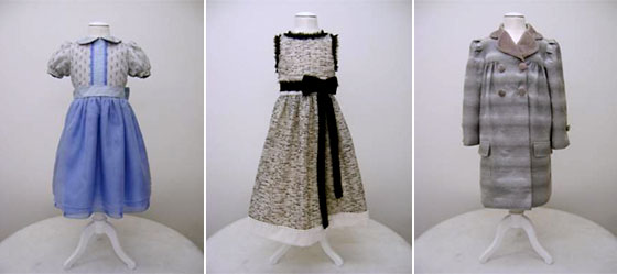 Peter Som for Best & Co. girl's organza dress ($995), girl's sleeveless dress ($995), girl's double-breasted coat ($1,195).