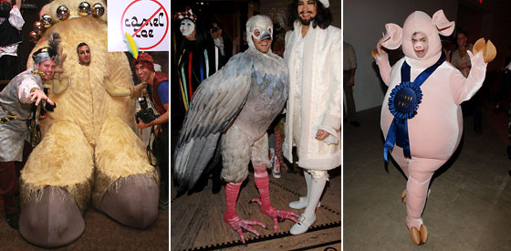 Marc Jacobs at his holiday party as camel toe (2007), a bird (2006), and some pig (2005).