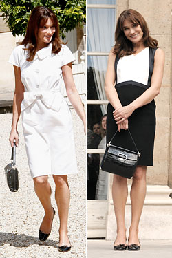 Carla in Dior (left) and Chanel.