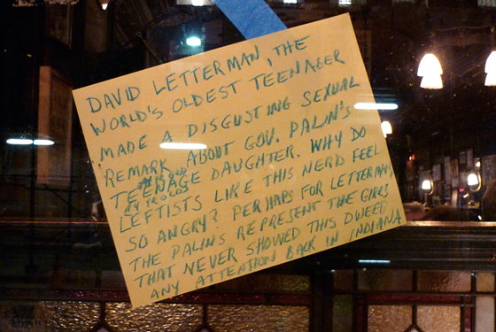 Old Town Weighs In on the Whole Palin-Letterman Thing