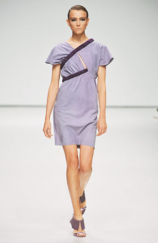 Marios Schwab - Marios Schwab - Spring 2009 Collection :  light blue dress marios schwab asymmetrical