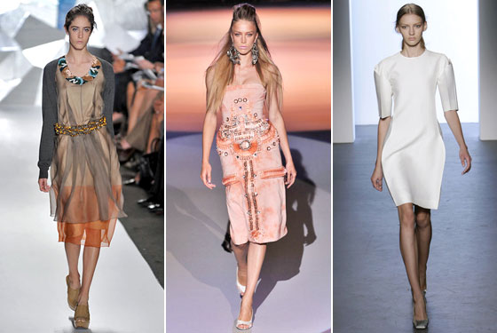 From left, Amanda Laine at Vera, Raquel Zimmermann at Zac Posen, and Anya Kazakova at Calvin Klein