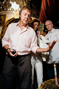Nancy Shevell and Paul McCartney at the<br> Church of the Nativity.