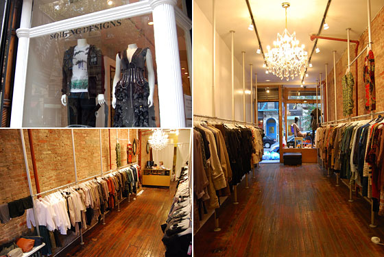 The Sohung Designs storefront (upper left); the new Think Closet boutique, opening this weekend.
