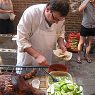 Tom Mylan Has a Hillbilly Hog Roast at the Yard Tonight