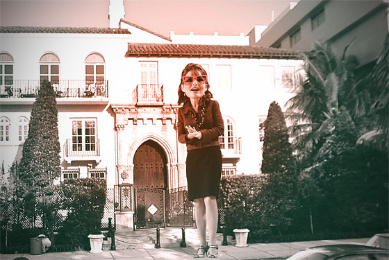 Sarah at Versace's house.