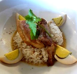 Caramelized braised pork belly.