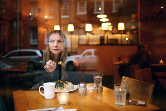 Model Heather Marks at Angelica Kitchen in the East Village.