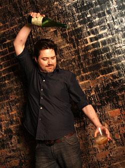 Jason Roberts of Flatbush Farm gets some arc in his cider.
