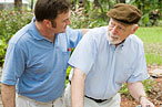 An elderly man is pleasantly surprised that he's not being murdered.