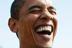 Obama laughs maniacally at the feeble attempts of swine flu to infect him.