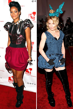 Rihanna last night, and Madge at the gala.