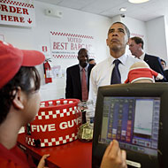 Obama has done an unprecedented number of burger-joint photo ops.