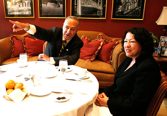 "How about that guy over there — he's cute," suggests Chuck Schumer.