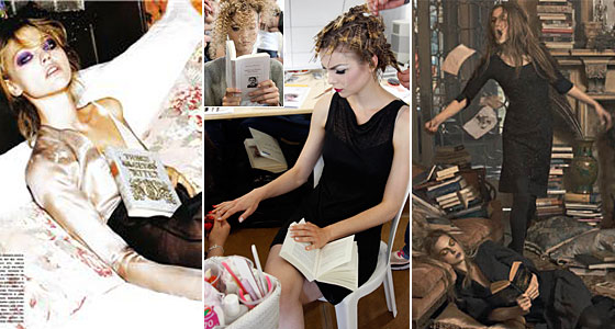 From left: Sasha Pivovarova in Italian Vogue; Kim Noorda and Tatyana Usova backstage; Ferretti fall 2009 campaign.
