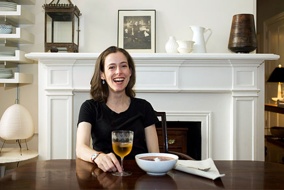 Amanda Hesser makes lunch in her home kitchen.