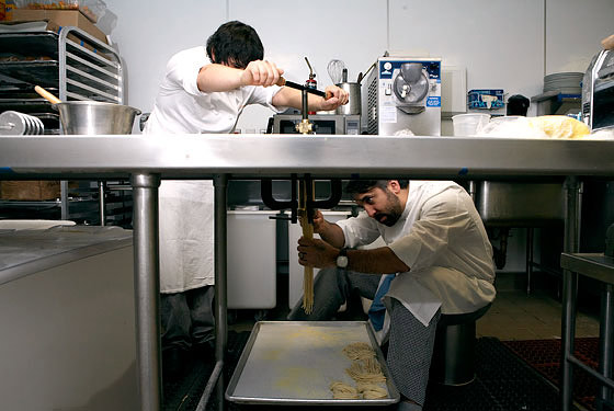 Canora making pasta at Insieme.