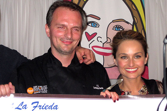 Meatball Madness winner Andrew Carmellini with host Giada De Laurentiis.
