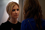 Kristin's blank expression is meant to convey "dramatic confrontation."