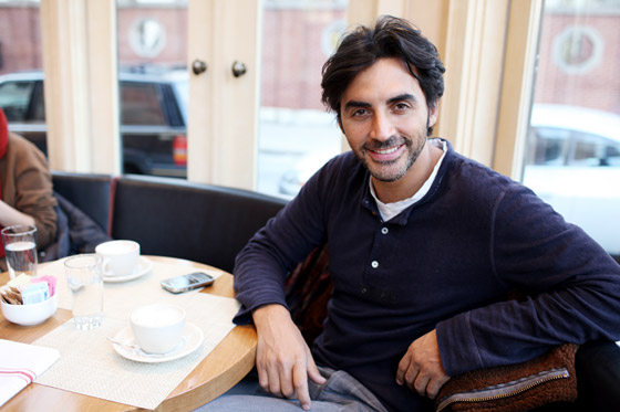 Yigal Azrouël with a cappuccino at 10 Downing.