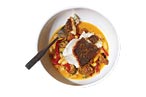 Seared cod with chorizo cream.