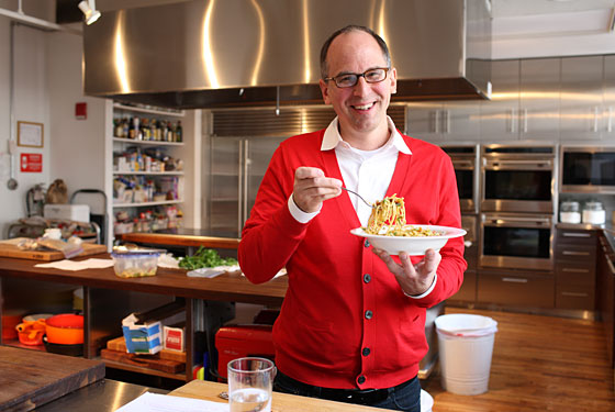 James Oseland in the Saveur test kitchen.
