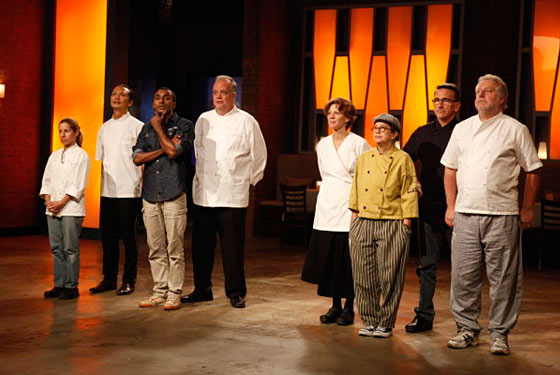 The eight semifinalists, awaiting judgment.