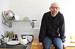 Moby in his kitchen.