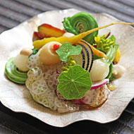 Kajitsu's tiny vegetables with lotus gelée.