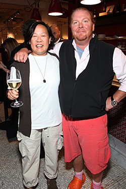 Anita Lo and Mario Batali celebrate at Eataly.