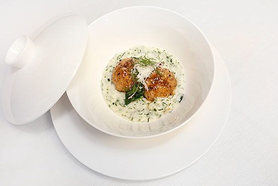 Veal-ricotta meatballs with truffle glaze