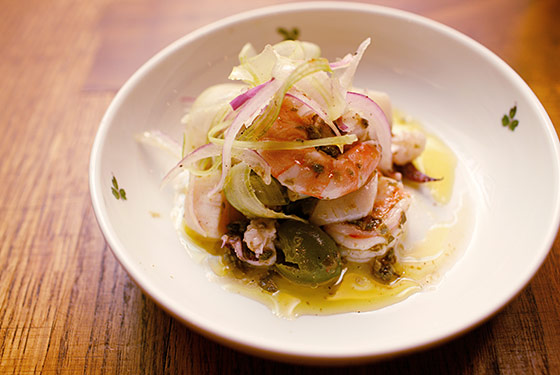 Osteria Morini's seafood salad.