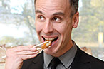 Adam Rapoport enjoys Café Zaiya's chicken katsu.