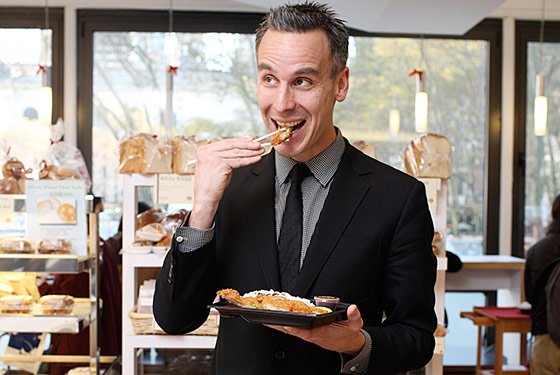 Adam Rapoport enjoys Café Zaiya's chicken katsu.