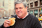 Colman Andrews with a pastry from his favorite Bosnian food truck.