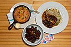 Bacon-jalapeño cornbread, roasted chicken, Dr. Pepper ribs.