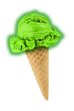 Alien ice cream, a flavor idea that has thus far gone unrealized.