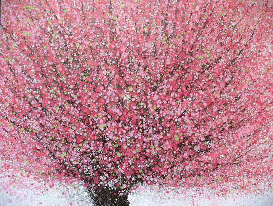 cherry tree blossom art. Artist Lieu Nguyen Paints Tree
