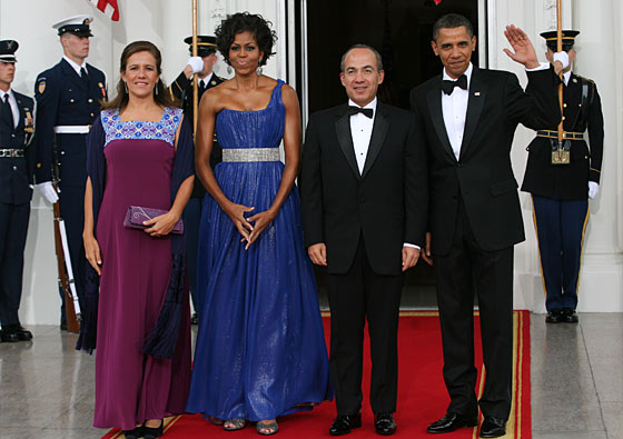 Michelle Obama Wore Shiny Blue