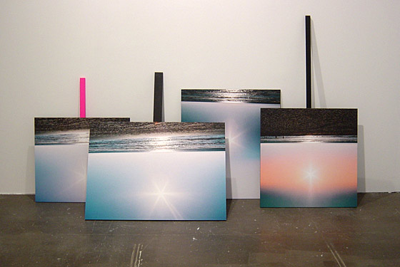 
Geof Oppenheimer,
Fucking Up with the Sun ,
2007. Digital prints, mdo, wood, and paint. Four units
dimensions variable,
unique.