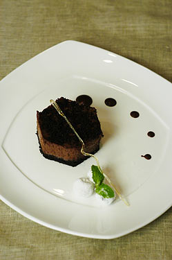 
A Ganache with truffles dish. 

