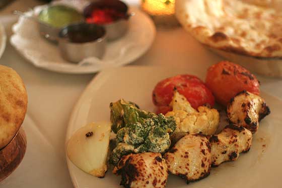 
Sharabi Kababi's chicken breast is grilled in a clay oven and marinated in wine and cream sauce.
