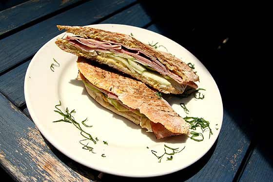 
The panini is made with Sullivan St. Bakery bread and stacked with ham, brie and avocado.
