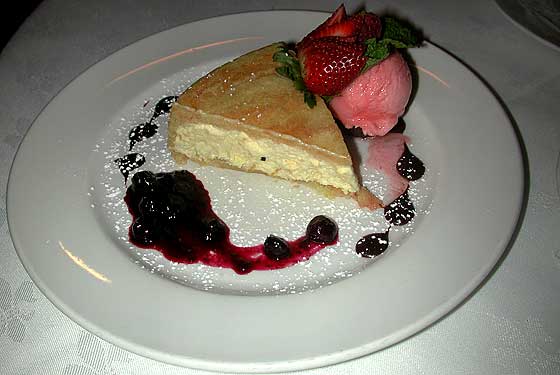 
The lemon tiramisu is garnished with berries.