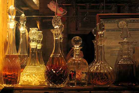 
Bottles of infused vodka. 