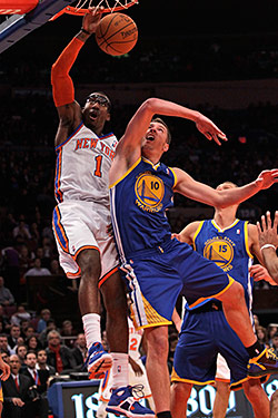 New York Knicks David Lee dunks in the second quarter against the